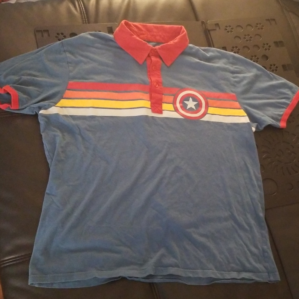 EUC We Love Fine Marvel Captain America Polo
